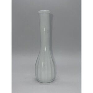 Vintage Milk Glass Bud Vase With Pillars And Scalloped Rim